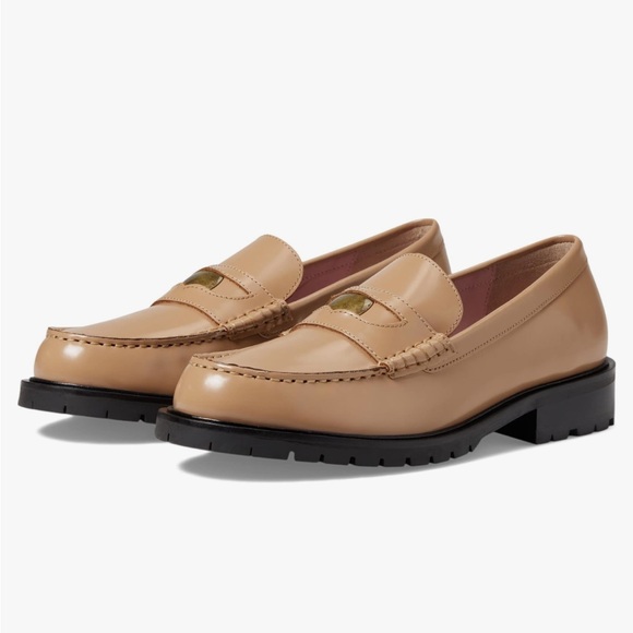 Free People Liv Classic Leather Loafer Camel Taupe Size EU 38.5 US 8 New in Box - Picture 1 of 10